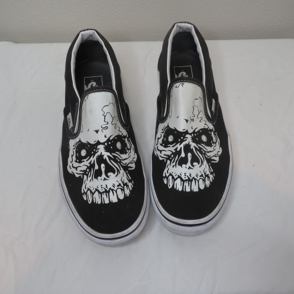 Vans Skull Glow in the Dark Black White Canvas Skate Shoes Mens 7.5 Womens 9